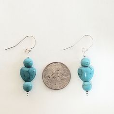 "- Heart shaped Blue Magnesite Beaded Gemstone Earrings in 3/8 x 3/8\" Aqua/Turquoise Heart with 6mm Round Aqua Blue Magnesite Beads. See Photos #1-3. - Dainty but adorable 925 Sterling Silver 2mm Round Beads for accent. - 925 Sterling Silver Filled Bali Hook Ear Wires with Ball Ends. - 925 Sterling Silver Filled Leverbacks, Angular/Fish Hooks Ear Wires or 925 Sterling Silver Posts/Studs with 4mm Ball Ends upon request at no charge. Give us a Note on Etsy at Checkout with your change request. - Sterling Silver Earrings With Polished Beads, Heart Beads Dangle Jewelry For Jewelry Making, Sterling Silver Heart Beads Jewelry, Sterling Silver Dangle Jewelry With Polished Beads, Sterling Silver Dangle Earrings With Polished Beads, Silver Beaded Earrings With Natural Stones, Adjustable Sterling Silver Jewelry With Heart Beads, Sterling Silver Beaded Heart Jewelry, Sterling Silver Jewelry With Round Heart Beads