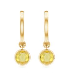 Product Details The Lab Grown Yellow Sapphire Hoop Drop Earrings are a sunburst of sparkle, a dazzling display of yellow sapphires will add uniqueness to your look. The earring features a 6 MM round lab created yellow sapphire stone that gently drops from your earlobe, making this earpiece an eye-catching accessory. The bezel setting ensures the safety and security of the center stone. These earrings are perfect for the woman who wants to make a statement. Product Information SKU SHP-EARRINGS112 Hoop Drop Earrings, Sapphire Earrings, Sapphire Stone, Yellow Sapphire, Safety And Security, Bezel Setting, Yellow Color, Lab Grown, Sapphire