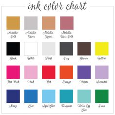 the color chart for inkcolor chart with different colors and font on each one side