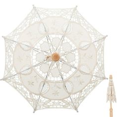 Description Are you still looking for unique decoration for bride wedding photo prop? Then, you must not miss our lace umbrella, which is made of wood and cotton cloth material, elegant and can serve you for a lasting time. Great for wedding, pageant, dress up, cosplay, photo shoot, concert, stage performance, costume party, birthday party, home decoration, etc. Features -Color:Beige -Material:Cotton cloth,wood -Size:30.00X30.00X26.00cm/11.79X11.79X10.22in - Elegant and nobility: Lace umbrellas Bridal Umbrella, Umbrella Craft, Wedding Photography Props, Parasol Wedding, Lace Umbrella, Lace Parasol, Parasol Umbrella, White Umbrella, Battenburg Lace