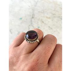 Stylish vintage amethyst and silver cocktail ring. Vintage Purple Sapphire Gemstone Ring, Polished Vintage Amethyst Ring, Vintage Sterling Silver Ring With Large Stone, Vintage Sterling Silver Rings With Large Stone, Vintage Amethyst Rings With Polished Finish, Vintage Amethyst Jewelry With Polished Finish, Heirloom Amethyst Ring With Polished Finish, Vintage Stamped 925 Amethyst Ring, Vintage Round Rings With Large Stone