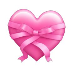 a pink heart with a ribbon tied around it