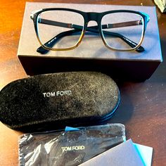 Tom Ford Prescription Eyewear -Gently Used -Style #: Ft5351 -Color: 050 -Size: 54 Rx Eyeglasses Optical Frame -Made In Italy -Gorgeous Acetate And Metal Frame With A Black And Tan Ombr Gradient On The Front. -Comes With All Original Packaging (Case, Box, Authenticity Card, And Microfiber Cleaning Cloth) -Does Not Come With Lenses. Men's Toms, Prescription Eyewear, Microfiber Cleaning Cloths, Clean Microfiber, Optical Frames, Glasses Accessories, Black Tan, Cleaning Cloth, Black And Tan