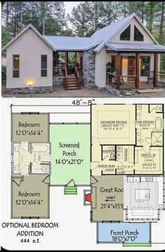 the floor plan for this small cabin is very large and has an open living area