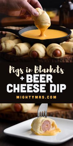 pigs in blankets and beer cheese dip are the perfect appetizer for any party