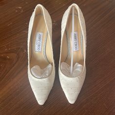 Very Good Condition Wore Them On My Wedding Size Eur 38 Designer Round Toe Wedding Shoes, Designer Wedding Heels With Round Toe, Designer Wedding Heels With Padded Heel, Designer Low Heel Wedding Heels, Jimmy Choo Shoes, My Wedding, Jimmy Choo, Shoes Women Heels, Shoes Heels