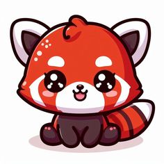 a cute little red panda with big eyes