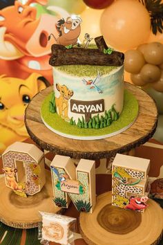 Check out this fun Lion King 1st birthday party! The cake is so cool! See more party ideas and share yours at CatchMyParty.com