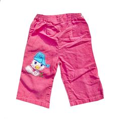 "Vintage 1970s Pink corduroy Toddler pants Cute bird embroidered on the leg 12-18M Stretchy waist In good condition! 1 or 2 very small stains. Tag reads 100% cotton Made in the USA Sz 18M Measurements taken with pants laid flat: 7.5\" waist 15\" length 7.5\" inseam 6\" across cuff Please look at measurements before purchasing! Vintage clothing tag sizes sometimes differ from modern sizes. I do my best to describe all stains and other imperfections as accurately as I can! Please reach out with an 2000s Kids Clothes, Shark Sweatshirt, Pants Cute, Toddler Pants, Mickey Mouse Sweatshirt, Pink Corduroy, Kid Clothes, Cute Bird, Bird Motif