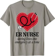 a grey t - shirt that says er nurse saving lives one emergency at a time