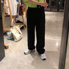 Model is 5ft 75''(175cm) tall, 121 lbs(55kg) weight and wearing a size L Black Wide Pants, Tomboy Fits, Spring Outfits Men, Black Mock Neck, Graduation Outfit, Streetwear Men Outfits, Wide Pants, Bag Dress, Trending Dresses