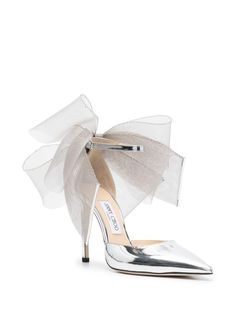 Jimmy Choo Averly 100mm oversized-bow Pumps - Farfetch Jimmy Choo Averly, Plaid Shoes, Bow Pumps, Silver Pumps, Ballet Pink, Fashion Sandals, Aesthetic Grunge, Top Shoes, Leather Heels