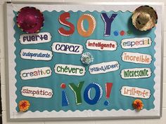 a bulletin board with words written on it