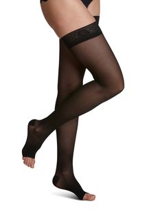 Style Sheer hosiery offers fashionable sheerness you can feel comfortable in, making it ideal for dress and professional wear.; Fashionable for professional and dress wear.; Consistent sheerness throughout leg.; Double-covered inlay yarns provide comfort and allow product to easily glide on and off.; Comfortable SensinnovÂ® top band prevents slipping. Elegant Micro-elastic Knee-high Stockings, Fitted Sheer Over-the-knee Hosiery, Classic Knee-high Fitted Stockings, Elegant Black Knee-high Socks, Elegant Sheer Knee-high Stockings, Classic Fitted Knee-high Stockings, Elegant Black Full-length Legwear, Elegant Full-length Black Legwear, Elegant Full Length Black Legwear