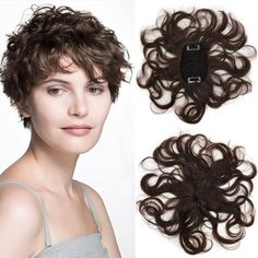 Amazon.com : ICRAB 7" Short Curly Human Hair Toppers for Women Dark Brown,2.76x3.94 Small Area Clip in Top Hair Pieces Natural Wavy Short Hair Topper Wiglets Hairpiece for Slight Thinning Hair : Beauty & Personal Care Wig Toppers, Wavy Short Hair, Permanent Curls, Hair Toppers For Women, Curly Hair Pieces, Human Hair Toppers, Clip In Hair Pieces, Human Hair Pieces, Hair Care Oil