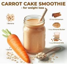 Carrot Protein Shake, Carrot Cake Protein Shake, Amazing Smoothie Recipes, Carrot Cake Smoothie, Fat Burning Smoothie Recipes, Smoothie Diet Challenge, Best Smoothie Recipes, Smoothie Challenge, Fat Burning Smoothies