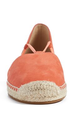 Smooth leather balances the earthy jute trim on this casual d'Orsay flat perfect for everyday wear. Elastic straps Leather upper and lining/rubber sole Imported Women's Shoes Leather Espadrilles With Suede Lining And Round Toe, Spring Cushioned Espadrilles, Casual Leather Espadrilles For Everyday, Casual Leather Espadrilles, Spring Leather Espadrilles With Woven Sole, Spring Espadrilles With Cushioned Footbed For Everyday, Leather Espadrilles With Woven Sole For Spring, Cushioned Espadrilles For Everyday Spring Wear, Spring Leather Slip-on Espadrilles