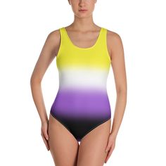 Non-binary Pride Ombre Open-back Swimsuit One-piece Swimsuit PRIDE MODE Vintage Jackets Women, Pool At The Beach, Subtle Ombre, Rainbow Ombre, Ombre Design, Ombre Gradient