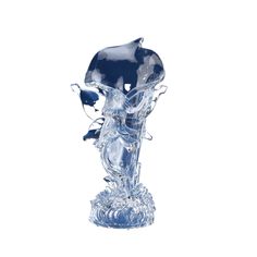 a glass figurine is shown on a white background