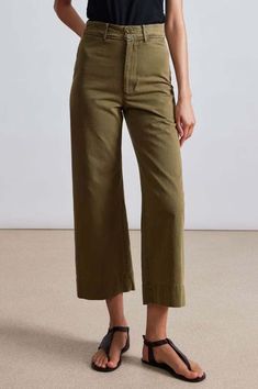 Apiece Apart Chino Merida Pant - Olive Olive Pants, Sailor Pants, Apiece Apart, Lululemon Tops, Trouser Pants Women, Bralette Tops, Olive Color, Linen Blazer, Womens Size Chart