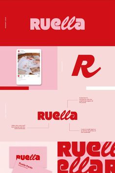 some type of red and white paper with the word ruella on it's side