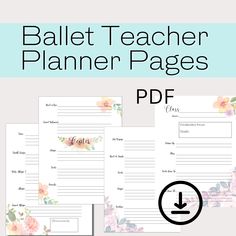 the printable ballet teacher planner pages