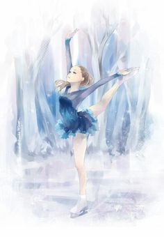 Ice Skating, Skating, Ballet, Anime, Blue