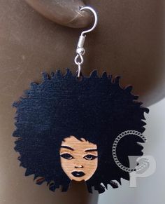 Black Laser Cut Jewelry, Afro Silhouette, Big Afro, Hair African, Hair Earrings, Woman Afro, Hair Coils, Diamond Girl, Laser Cut Jewelry