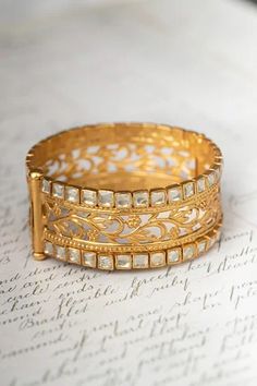 Shop for Osvag India Floral Motif Embellished Bangle Online at Aza Fashions 9 Dimensions, Gold Plated Bangles, Semi Precious Jewelry, Skin Allergies, Buy Gold, Gold Floral, Precious Jewelry, Bangles Jewelry, Gorgeous Necklaces