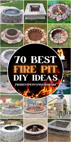 fire pit made out of bricks with the words 70 best fire pit diy ideas