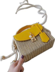 Elegant Yellow Shoulder Bag With Mobile Phone Pocket, Yellow Woven Bag For Daily Use, Yellow Rectangular Shoulder Bag With Pockets, Yellow Rectangular Shoulder Bag With Adjustable Handle, Yellow Shoulder Bag With Cell Phone Pocket For On-the-go, Straw Tote Bag, Travel Purse, Straw Tote, Shoulder Messenger Bag