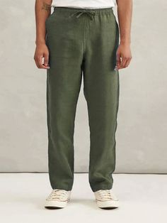 Men's Linen Pants Trousers Summer Pants Beach Pants Drawstring Elastic Waist Straight Leg Plain Comfort Breathable Casual Daily Holiday Linen / Cotton Blend Streetwear Designer Blue Green Mens Linen Pants, Daily Holidays, Mens Linen, Summer Pants, Beach Pants, Drawstring Pants, Pants Trousers, Linen Pants, Elastic Waist