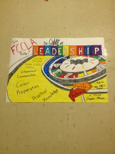 a piece of paper that says the game of leadership on it with an image of a clock