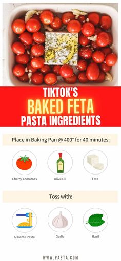 an info sheet describing how to make baked feta pasta