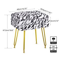 42012982968362|42012983066666 Dresser Bench, Chair With Storage, Ottoman Dress, Faux Fur Stool, Desk Stool, Dresser Furniture, Storage Chair, Vanity Chair, Forging Metal