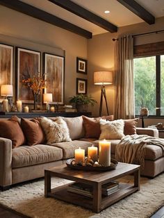 Living Room Oasis: Create the ultimate cozy and inviting space with a combination of plush textures, warm earth tones, and natural elements Incorporate a statement piece such as an oversized sectional adorned with soft, luxurious throw pillows Room Oasis, Oversized Sectional, Neutral Living Room, Effective Workouts, Living Room Inspo, New Living Room, Tv Room, Little House, Achieve Your Goals