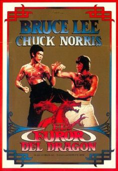 the poster for bruce lee and chuck norris's film, turbo del dragon