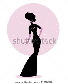 the silhouette of a woman in a long black dress