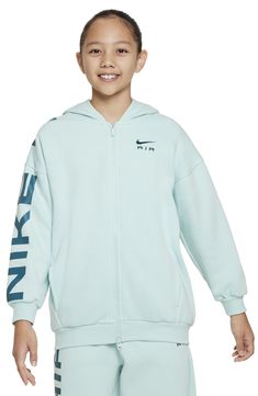 A logo emblazoned sleeve brings heritage Nike Air energy to a cozy, kid-size hoodie cut in a roomy, oversized fit. 88% polyester, 12% spandex Machine wash, dry flat Imported Air Energy, Kids Sportswear, Nike Kids, Oversize Hoodie, Full Zip Hoodie, A Logo, Big Kids, Oversized Fits, Zip Hoodie