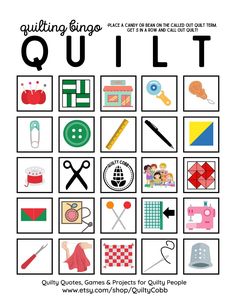 an image of quilts and sewing supplies on a white background with the words quilting songs quilt