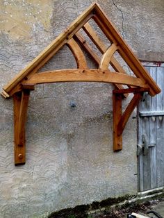 a wooden structure on the side of a building