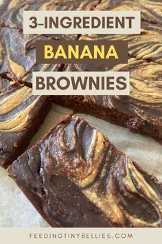 three ingredient chocolate banana brownies with text overlay