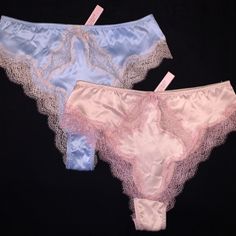 Save 20% When You Bundle 2 Or More Items! This Is A Rare, Very Sexy Dream Angels Satin And Lace Brazilian Panty From Victoria’s Secret! This Lot Includes The 2 Blue And Pink Pairs Shown In The Photos. They Are Both A Size Small And Are Brand New With The Tags Attached! Nwt Please Browse My Boutique For More #Spring #Summer #Vacation #Edc Edc Music Festival Fest Cruise Resort Tropical Wedding Guest Bridal Date Night Bohemian Preppy Vintage Flirty Hippie Coachella Rave Wear Chic Trendy Maxi Coveru Pink Party Bottoms With Lace Trim, Pink Feminine Bottoms With Lace Trim, Feminine Pink Bottoms With Lace Trim, String Bottoms With Lace Trim For Party, Feminine Pink Bottoms For Pajama Party, Victoria's Secret Pink Brief Bottoms, Veronica Lodge Outfits, Girly Party, Preppy Vintage