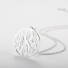 ♥♥ A lovely gift for your wife, girlfriend, loved one, or a special treat just for yourself. This Sterling Silver Monogram Necklace is the latest fashion trend that all celebrities have been wearing. One of the hottest trends in fashion history. This classic Monogram Necklace makes the perfect birthday gift or a unique gesture for any occasion, Wedding, Christmas, Valentines, Anniversary, or just because. This necklace pendant arrives in an elegant gift box, ready for giving or receiving. ♥♥ PER Classic Monogram White Gold Necklace, Classic Sterling Silver Monogram Necklace, White Gold Monogram Necklace For Anniversary, Classic Monogram Jewelry For Gifts, Elegant Stainless Steel Necklaces For Personalized Gift, Elegant Silver Initials Jewelry, Classic Monogram Necklace As Gift, Monogram Silver Necklace For Mother's Day, Silver Monogram Necklace For Mother's Day