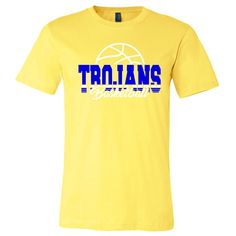 Tattnall - Basketball Trojans Basketball - Yellow (Tee/DriFit/Hoodie/Sweatshirt) - Southern Grace Creations Casual Yellow T-shirt With Team Name, Yellow Pre-shrunk Tops For Fan Merchandise, Yellow Short Sleeve T-shirt For Team Spirit, Sporty Yellow T-shirt With Text Print, Yellow Crew Neck Top For Team Spirit, Yellow College Top For Team Spirit, Yellow College T-shirt With Letter Print, Yellow Crew Neck T-shirt For School Spirit, Yellow Cotton T-shirt For School Spirit