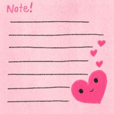 a note with two hearts on it and the words love notes written in pink ink