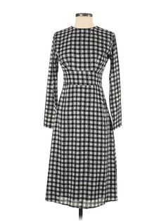 Ya Los Angeles Casual Dress Size: X-Small Gray Dresses - used. 100% POLYESTER, Square, Houndstooth, Midi/Calf Length, Long Sleeve | Ya Los Angeles Casual Dress: Gray Houndstooth Dresses - Used - Size X-Small Black Fitted Long Sleeve Plaid Dress, Fitted Black Plaid Long Sleeve Dress, Fitted Midi Length Plaid Dress, Fitted Plaid Midi Dress, Fall Gingham Plaid Midi Dress, Fall Plaid Midi Dress, Fitted Long Sleeve Plaid Dress For Spring, Long Sleeve Gingham Dress For Work, Fitted Midi-length Plaid Dress For Work