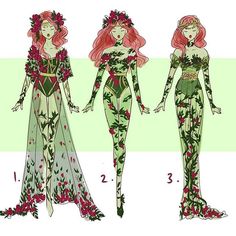 three different types of dresses with flowers on them