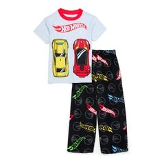 Race off to bedtime in this 2-piece pajama set from Hot Wheels! This short sleeve 2-piece pajama set includes a sleep top and a pair of sleep pants. The top features short sleeves, a crew neckline, and a large Hot Wheels graphic print on the front. The sleep pants are pull-on style with an elastic waistband for easy wear and removal and include an allover Hot Wheels print. The top is made of a soft polyester jersey and the pants are made of cozy polyester fleece. This 2-piece pajama set is machi Harry Styles Quotes, Sleep Pants, Boy Shorts, Easy Wear, Short Sleeve Top, Crew Neckline, Harry Styles, 2 Piece, Pajama Set