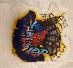 "Hey Spider man fans are you looking for a unique t-shirt personalized to fit you, then look no further, let use airbrush you a one of a kind Spider man shirt. We can flip the colors and style to fit your taste, and make heads turn, message us if you have any questions. \" AIRBRUSH SHIRTS GO GREAT WITH BIRTHDAY THEMES, OR MAKE COOL GIFTS\"" Customizable Themed White T-shirt, Custom Print T-shirt For Fan Merchandise, Themed T-shirt With Custom Print For Fans, Themed Custom Print T-shirt For Fan Merchandise, Themed White T-shirt For Fan Conventions, Spider Man Shirt, Airbrush Shirts, Spider Man Birthday, Spiderman Shirt